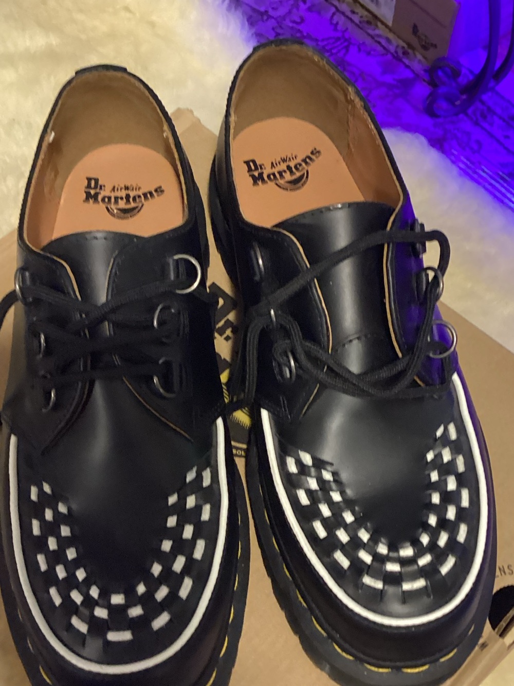 Dr. Martens Black Leather Checkerboard Lace-Up Shoes - Picture 2 of 4